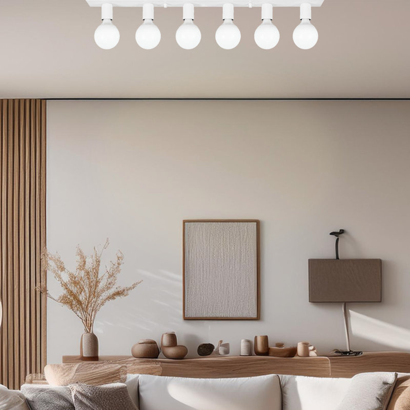 Plafonnier semi-encastré 6 lumières, Blanc