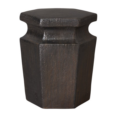 Hex 18"H Handcrafted Ceramic Garden Stool