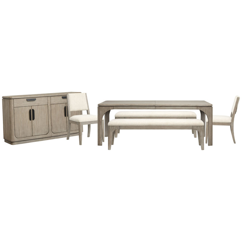 Table de salle à manger extensible rectangulaire avec 2 bancs et 2 chaises d'appoint