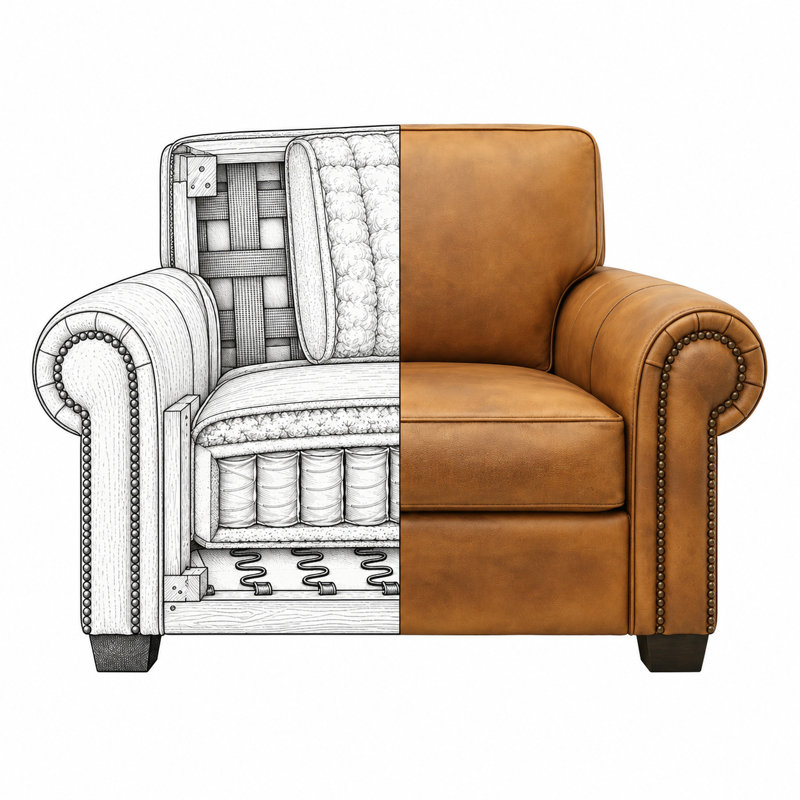 Valencia 100% Top Grain Hand Antiqued Leather Traditional Armchair