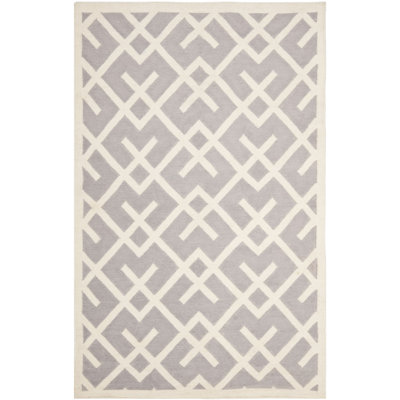 Rodgers Hand Woven Flat Weave Wool/Cotton Geometric Rug in Ivory/Gray