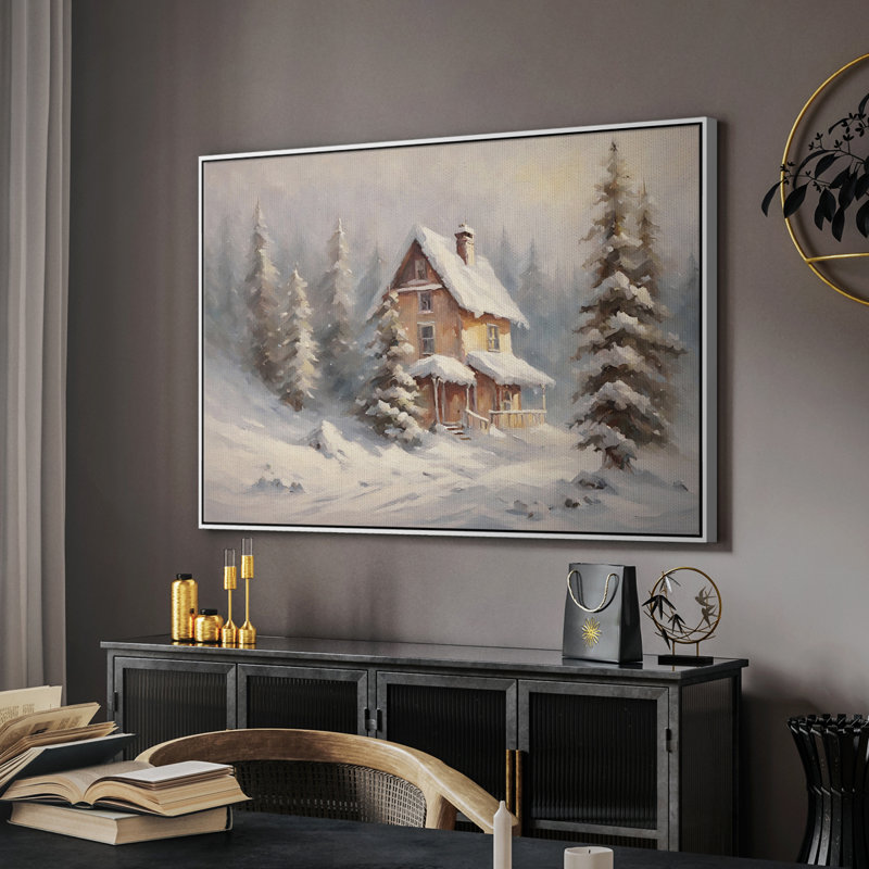 Paysage rétro CLCLV-III, H 25 po x l 37 po x P 2 po, Toile encadrée flottée blanche