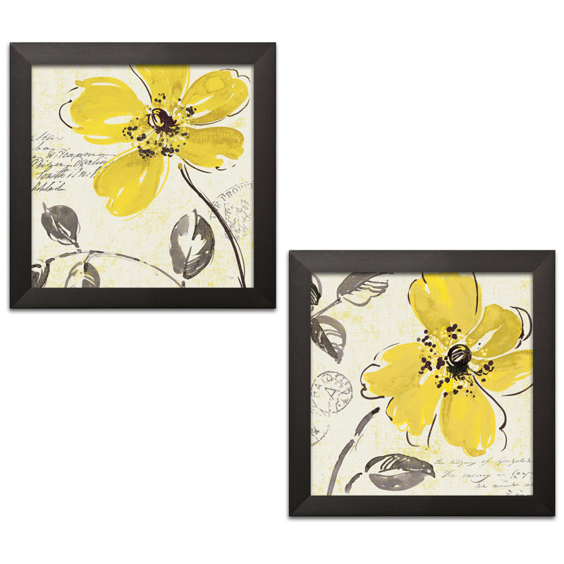 «Windy Yellow I and Windy Yellow II», ensemble de 2 reproductions d'impressions, H 12 po x l 12 po x P 0,75 po