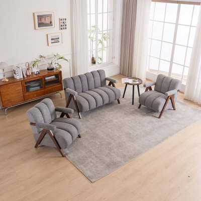 Calen 3-Piece Modern Upholstered Tufted Boucle Living Room Set