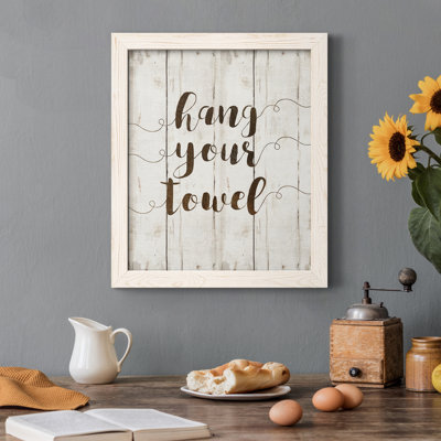 Suspendez votre serviette - cadre photo, art textuel sur toile