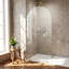 Paroi de douche fixe l 34 po x H 80 po, panneau de verre arqué avec verre trempé transparent de 3/8 po, panneau de verre simple sans cadre, porte de douche à l'italienne, or brossé-133064799-133064804