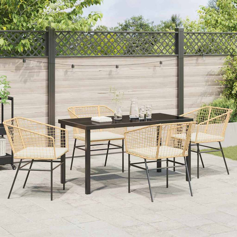 4 - Person Patio Dining Set Table,, 73cm H x 80cm W x 73cm D, Brown