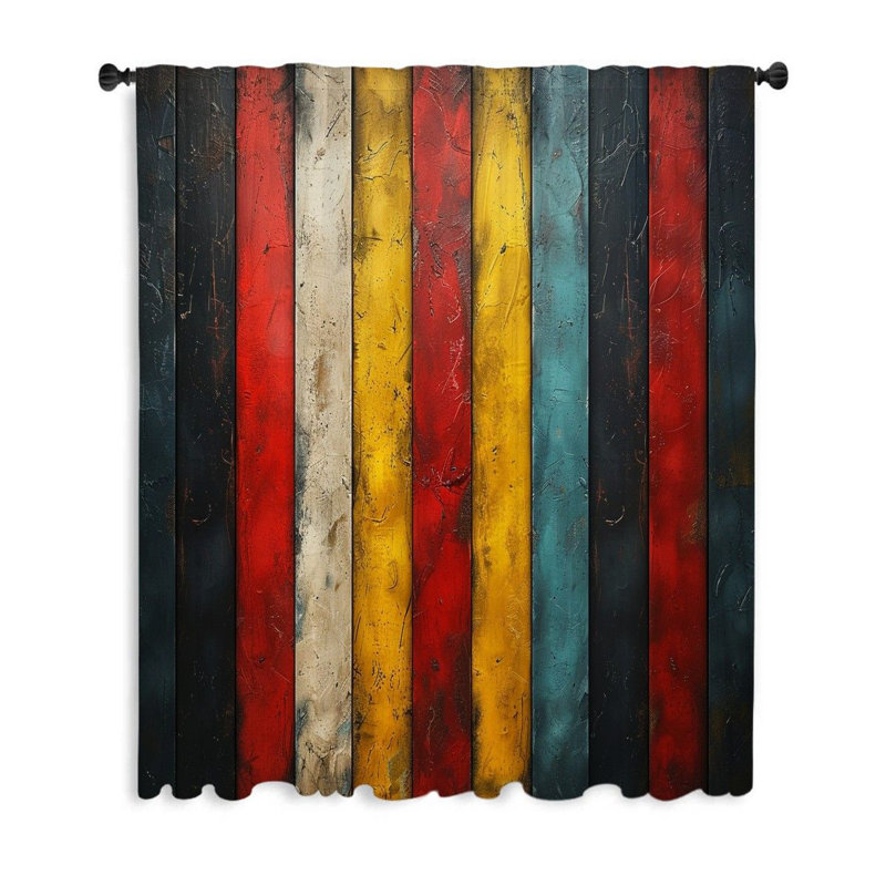 Vertical Lines Abstract Polyester Blackout Filters Out A Lot Of Light Curtain Single Panel, 53" W x 99" L