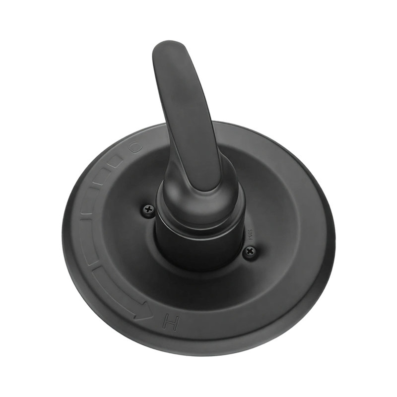 Ensemble de garniture de valve de douche avec poignée, remplacement de garniture de douche à poignée simple noir mat pour valves standard, plaque de recouvrement ronde de 7 po