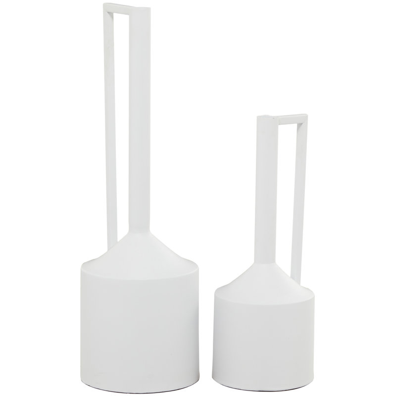 Ensemble de vases en métal avec poignées, Blanc