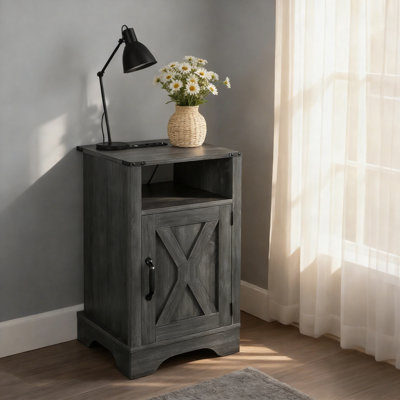 Farmhouse Nightstand With Charging Station