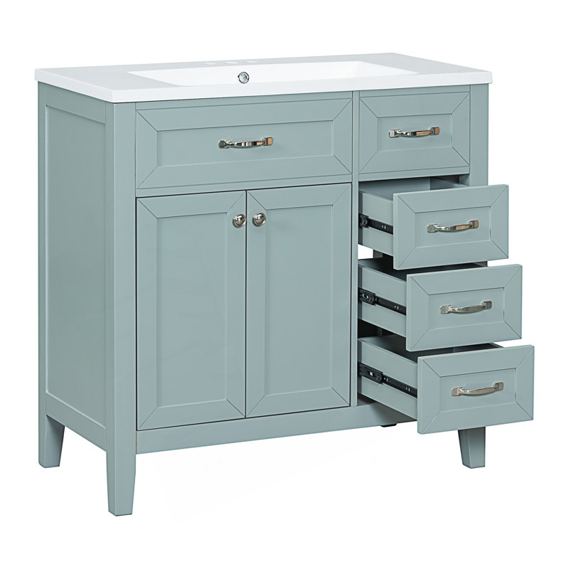 Ensemble de meuble-lavabo avec tiroirs, Vert