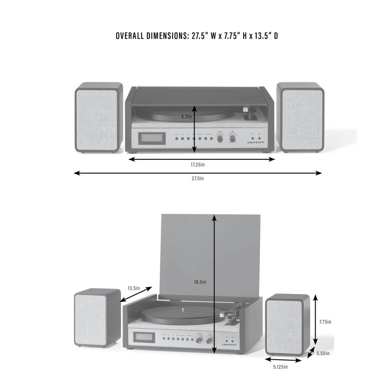Coda 3 - Speed Turntable Decorative Record Player with Bluetooth