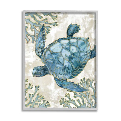 Tortue de mer nageant Playa Sealife par Paul Brent - peinture sur bois