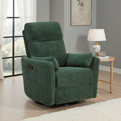Cossey 35" Modern & Contemporary Textured Microfiber Swivel Glider Reclining Chair with 360-Degree Swivel, Gentle Gliding Motion