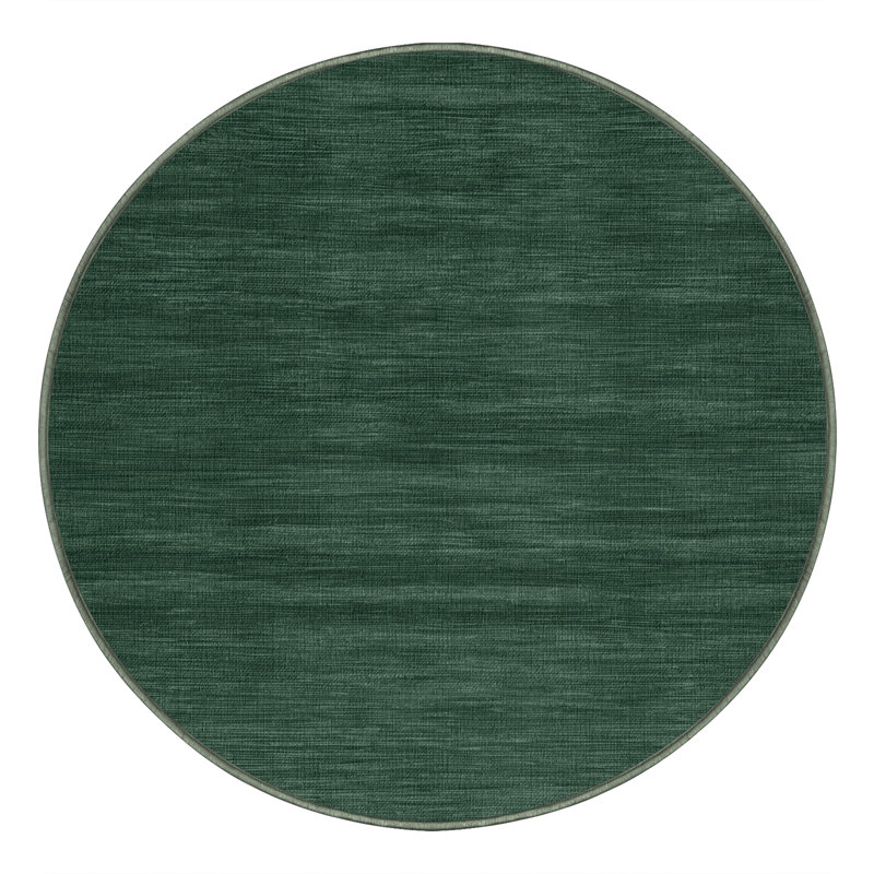 Machine Washable Solid Green Area Rug, Round 8'