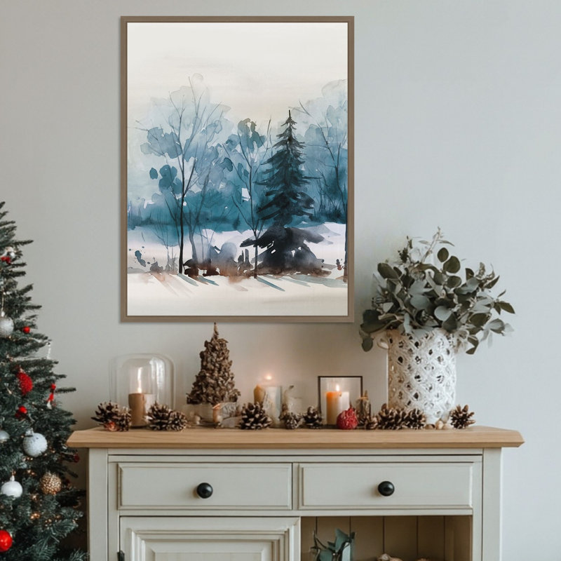 «Dusty Blue Trees III» par Isabelle Z, reproduction d'art sur toile encadrée, H 30 po x l 23 po