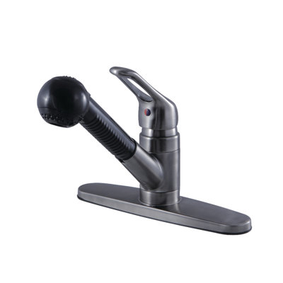 Kingston Brass Wyndham Single-Handle 1-or-3 Hole Deck Mount Pull-Out Sprayer Kitchen Faucet