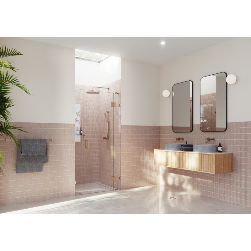 Stellar 41.5 in. W x 78 in. H Fully Frameless 3 Panel Inline Glass Hinged Shower Enclosure, Brushed Bronze