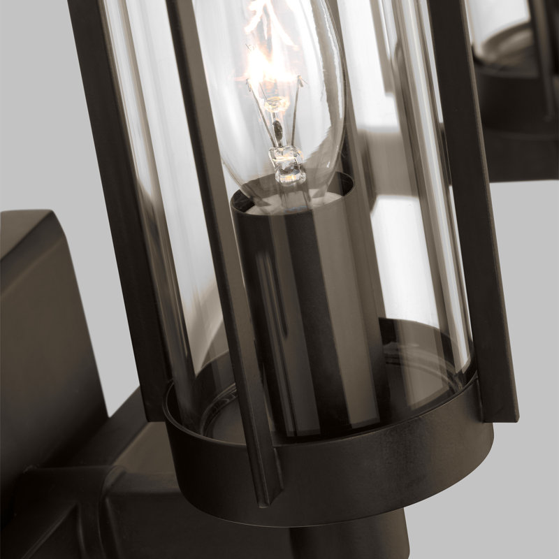 Aged Iron 3-Light Dimmable Vanity Light with Clear Glass Shades