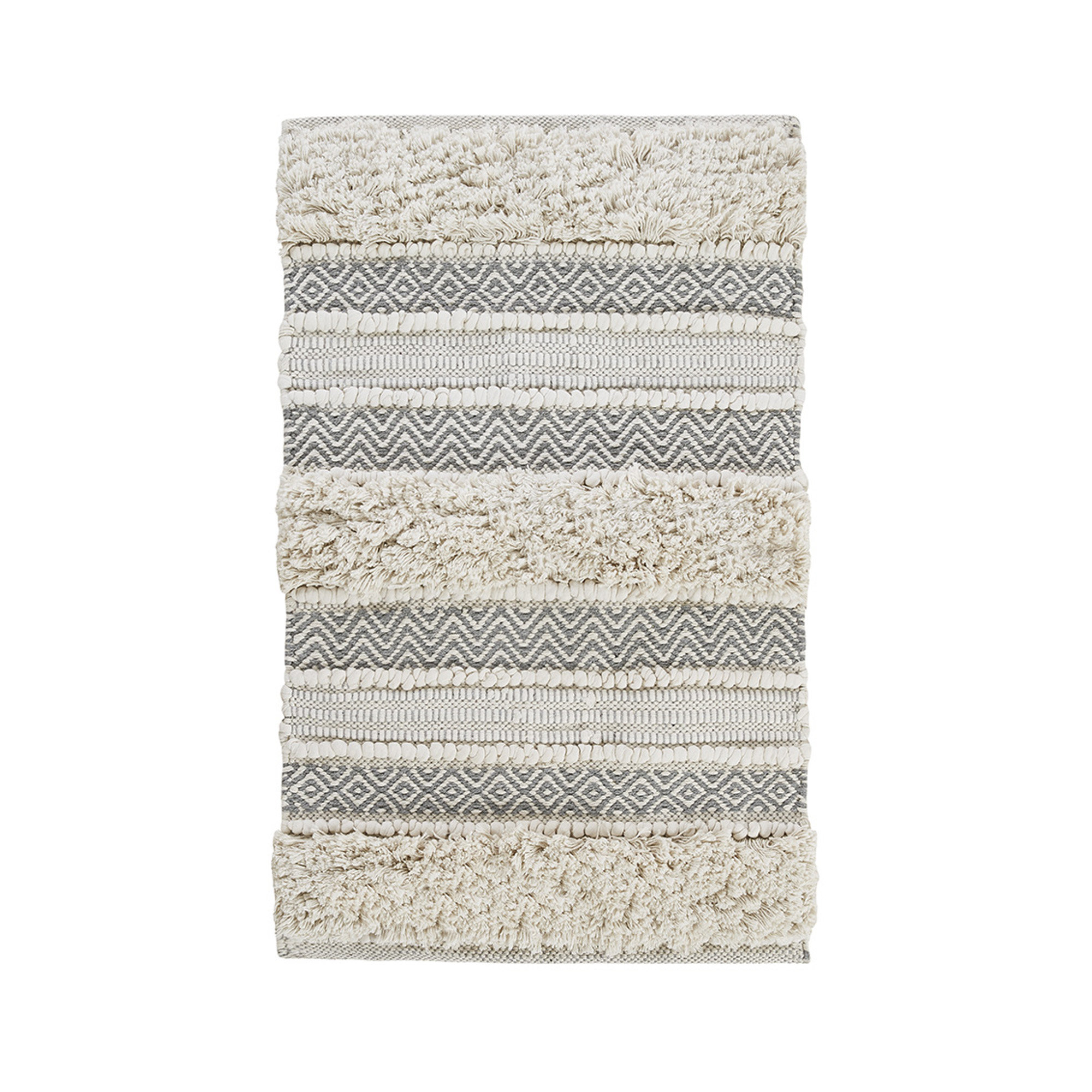 Dakota Fields Woven Texture Stripe Bath Rug Grey 20x32