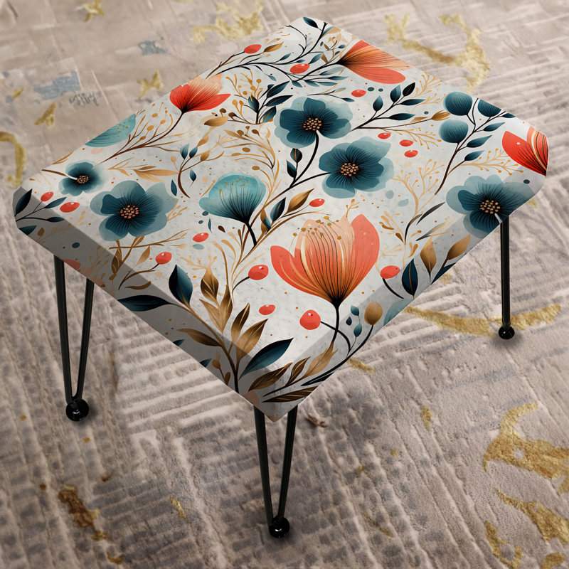 Multicolore motif floral serein côtier - Repose-pieds rectangulaire floral