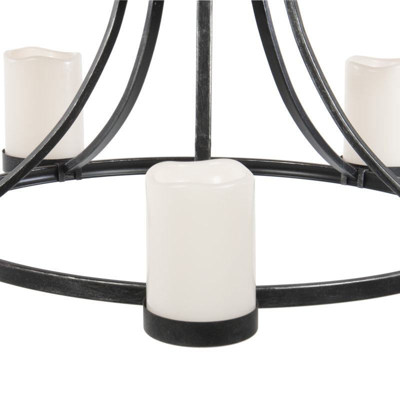 Flickering LED Unscented Flameless Candle, 6" H x 4" W x 4" D