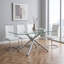 Table de salle à manger rectangulaire moderne en verre trempé avec base en X en métal-125347208