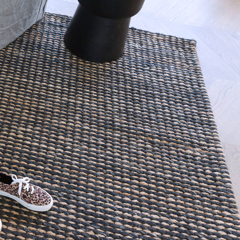 Gemini Geometric Area Rug in Black/Blue, Runner 2'7" x 9'10"