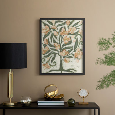 Folk Peach Blossoms II Framed Print - Solid Wood