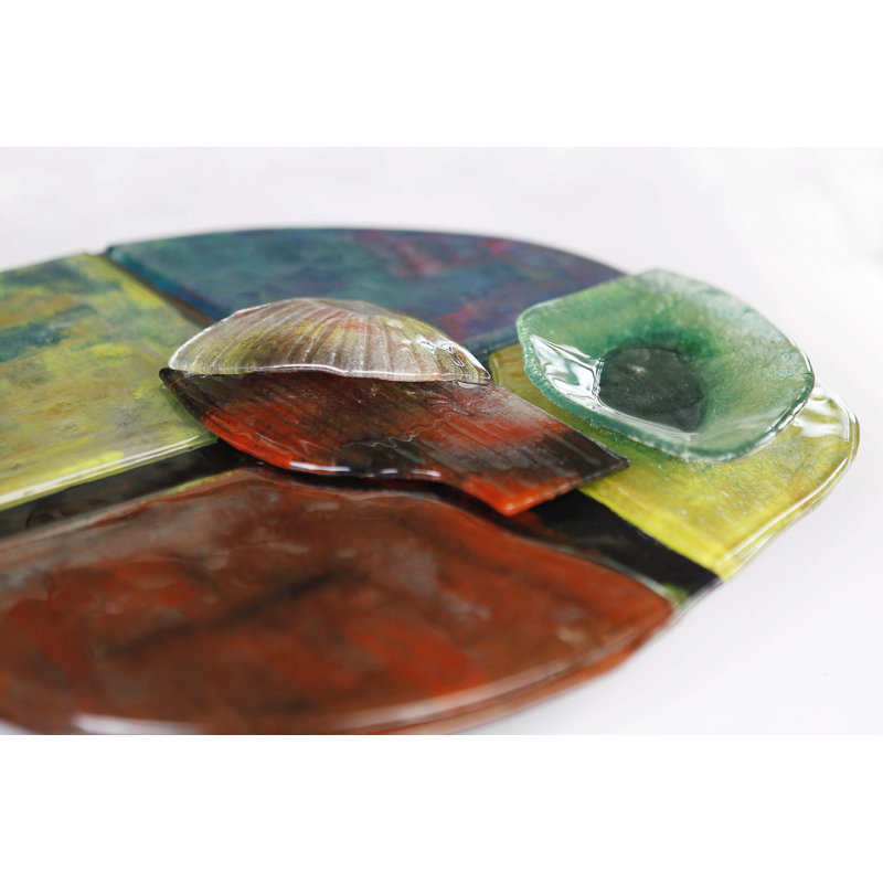 Jasmine Art Glass Glass Cheese Board, Blue/Green