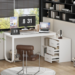 L-Shaped Metal Base Writing Desk