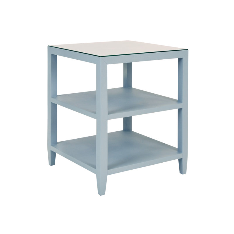 Glass End Table, Light Blue
