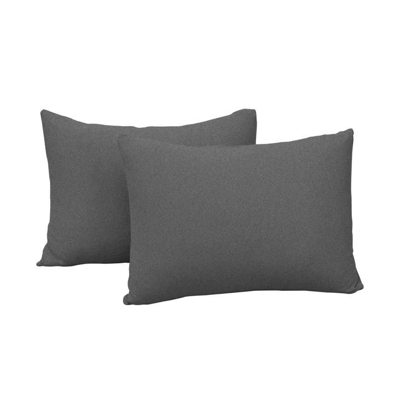 Taies d'oreiller en jersey extensible avec fermeture à enveloppe, Gris chiné, Taies d'oreiller pour grand lit