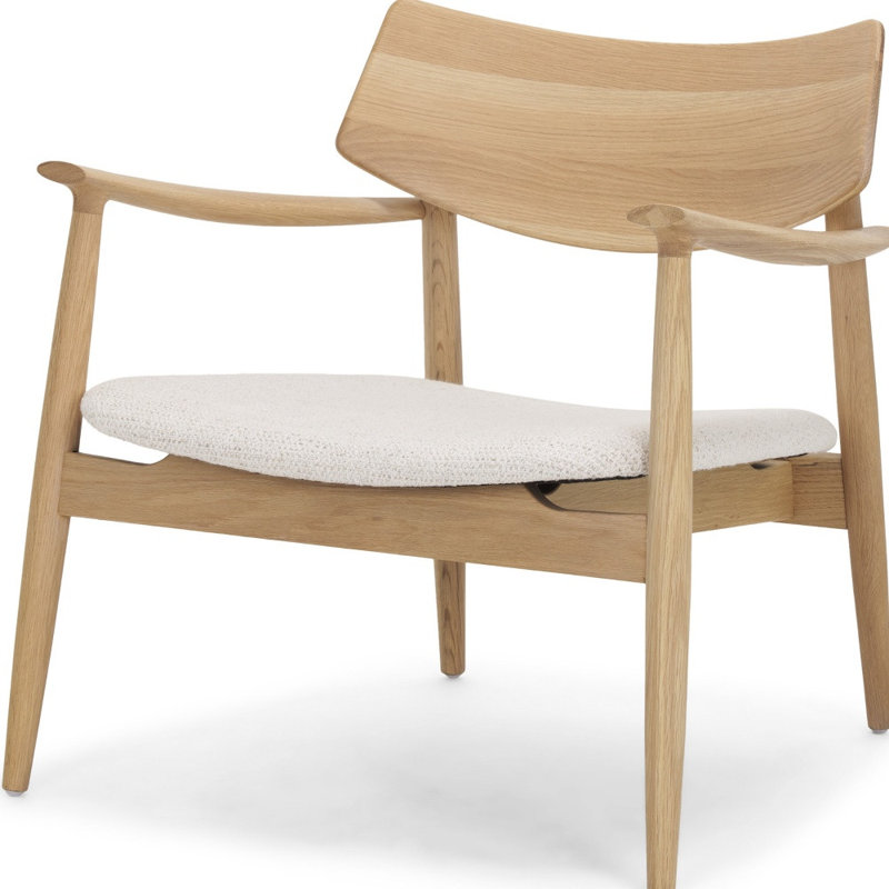 Chaise avec accoudoirs 27 po en bois massif crème et naturel