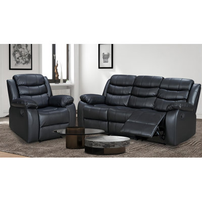 Lacreta Humes Air Leather Recliners Living Room Set 3 Seats Sofa And 1 Reclier