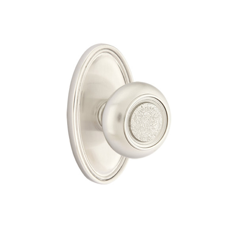 Passage Belmont Knob with Oval Rose, Satin Nickel