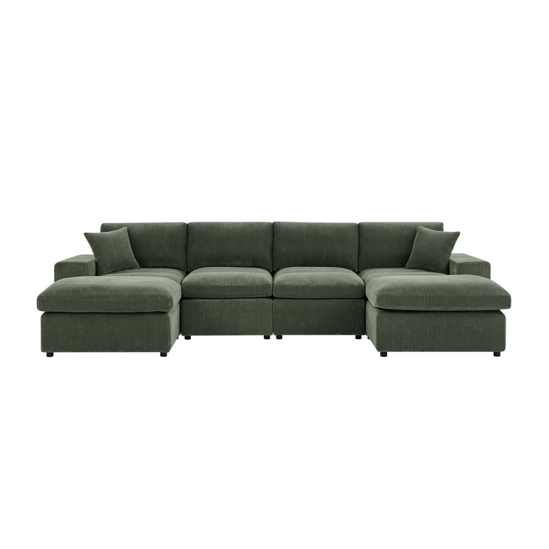 Canapé modulaire symétrique en velours côtelé, Corduroy - Dark Green