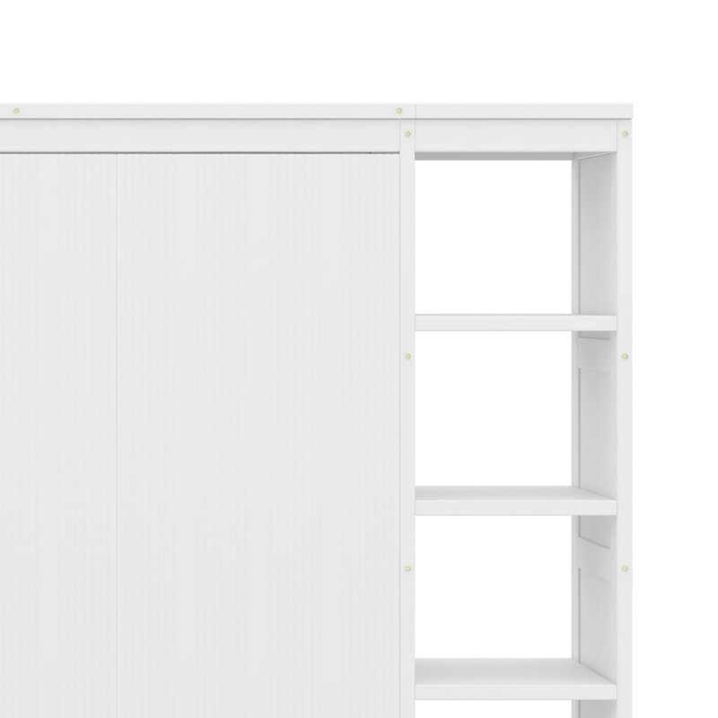 Lit escamotable avec rangement pour bibliothèque, Blanc