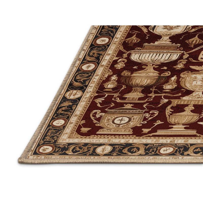 Tapis brun français lavable à la machine, Rectangle 7 pi x 10 pi