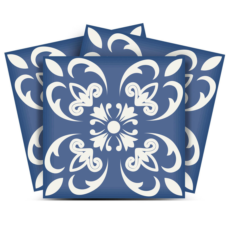 Carreaux amovibles adhésifs bleus et blancs 12 po x 12 po Wedgwood