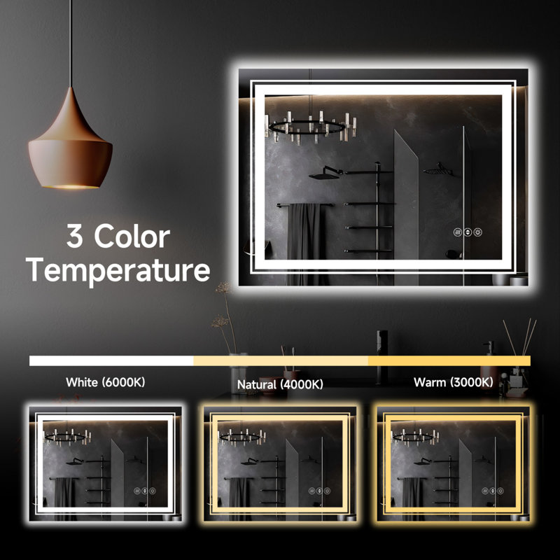 Miroir de salle de bain moderne et minimaliste, 20 po x 28 po, Rectangulaire
