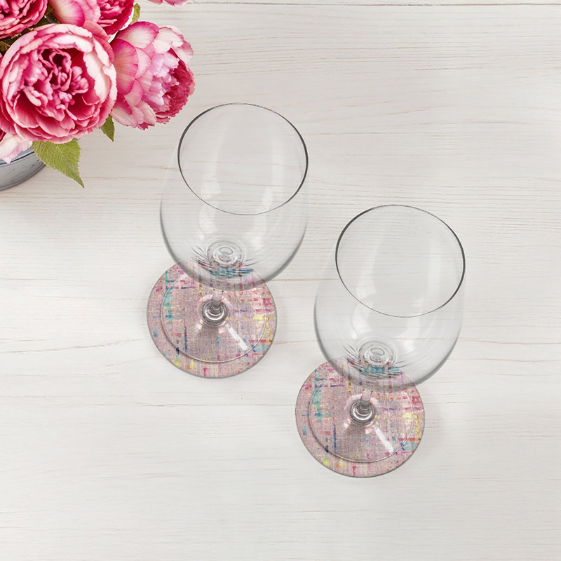 Sous-verres ronds coco rose en cuir végétalien, Rose