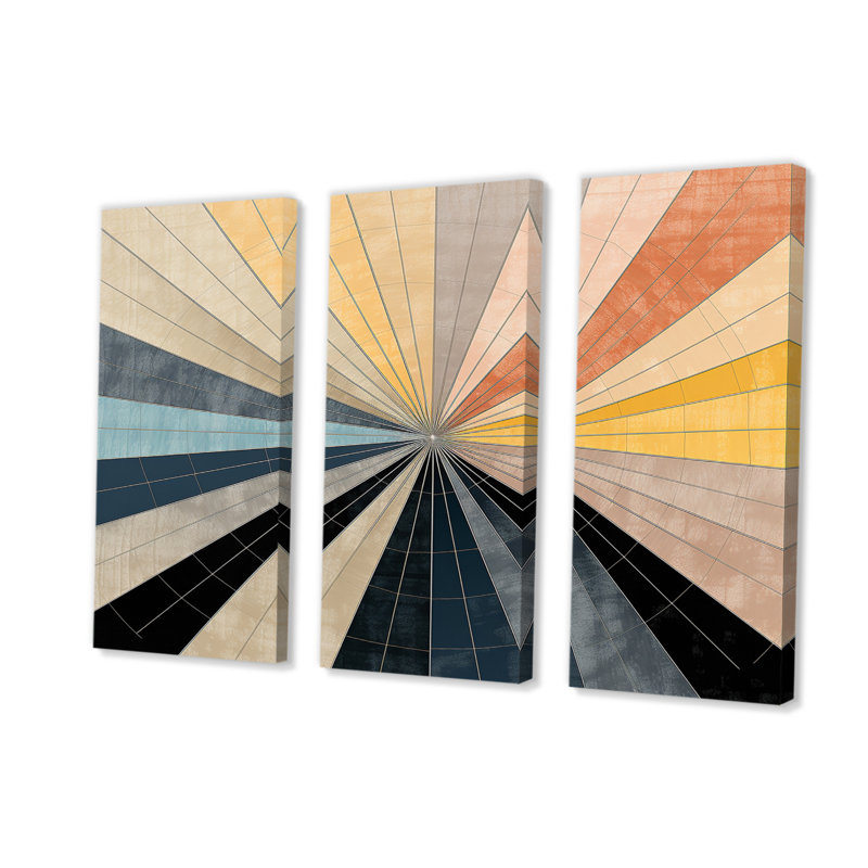 Art mural abstrait sur toile, décor moderne géométrique de style Mid-Century - Josiah, H 28 po x l 36 po x P 1 po