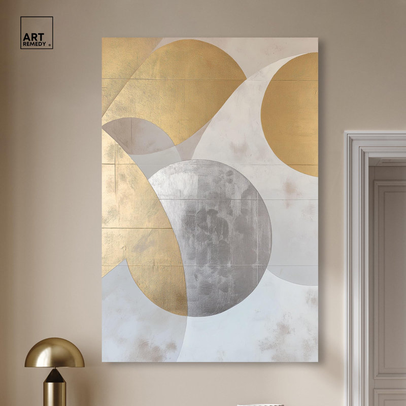 «Golden Orb I», art texturé sur toile par , H 54 po x l 36 po, Toile tendue