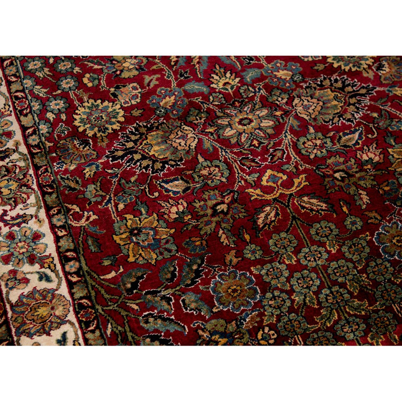Tapis rouge et crème noué à la main de haute qualité