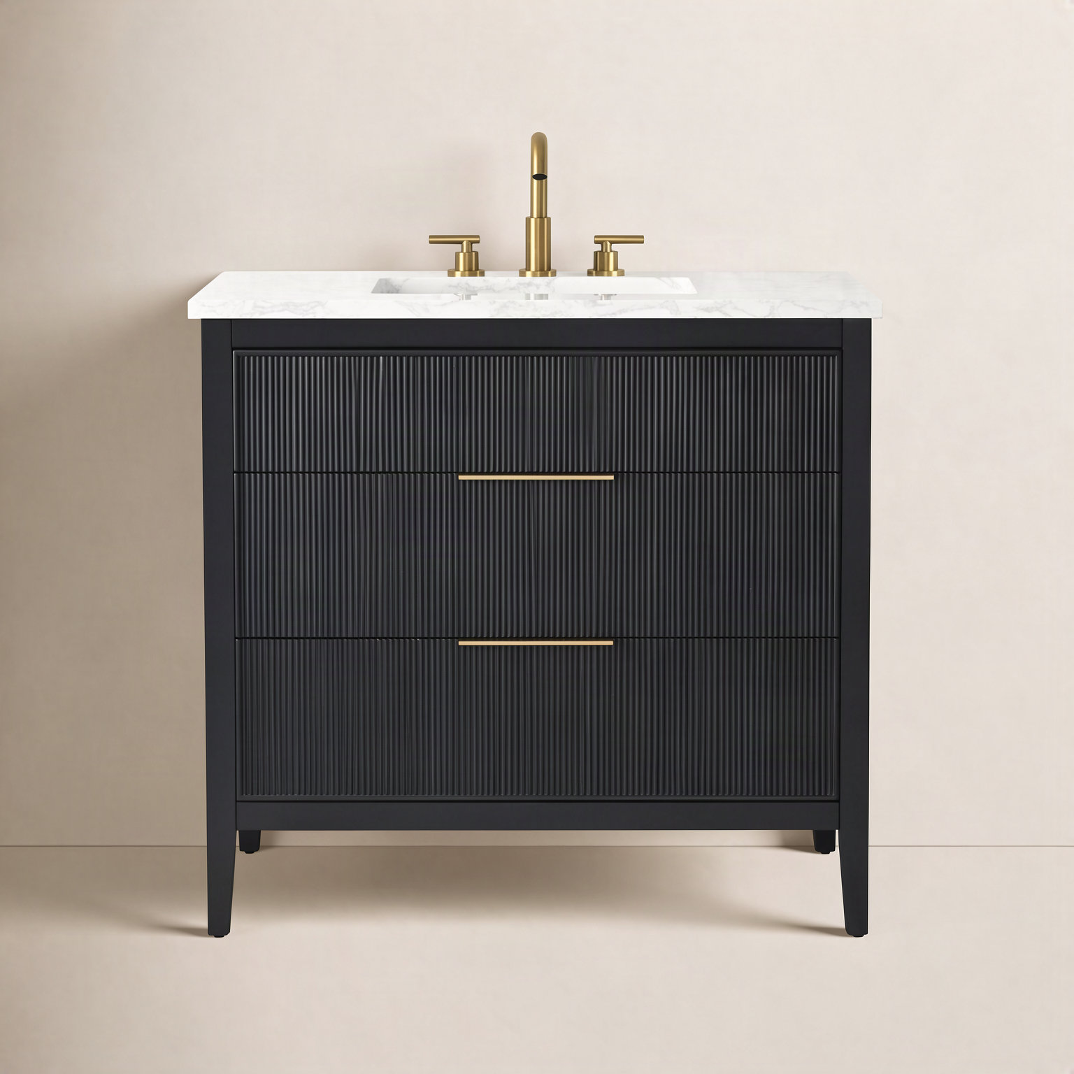 Bilroy 36" Oak Single Bathroom Vanity, Black