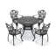 Ensemble de salle à manger d'extérieur 5 pièces, table ronde de 90 cm avec trou pour parasol et 4 fauteuils avec coussins beiges-107820622