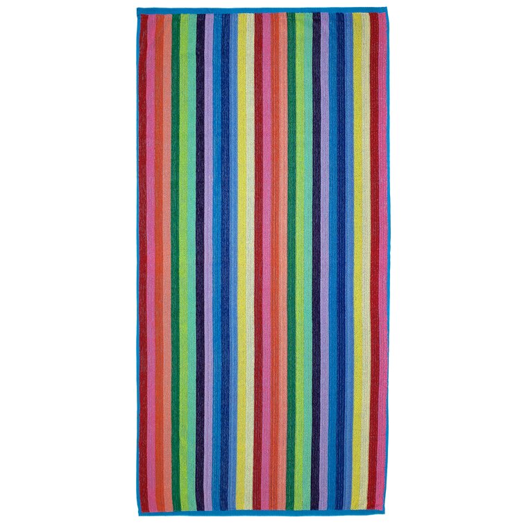 Cotton Multistriped Bath Towels Soft Large Size Towels Set of 2 Multicolor