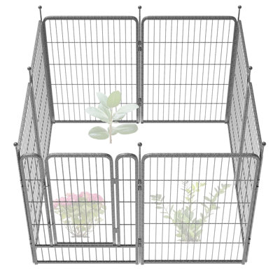 FXW Garden Fence Outdoor for the Yard – 32in(H) x 36.4ft(L) Heavy Duty Metal Animal Barrier for Dog, No Dig Decorative Dog Fence, 16 Panels, Silver